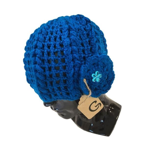 Glenna’s Beanie Handcrafted Crochet Adult Winter Turquoise Hat - Picture 1 of 4